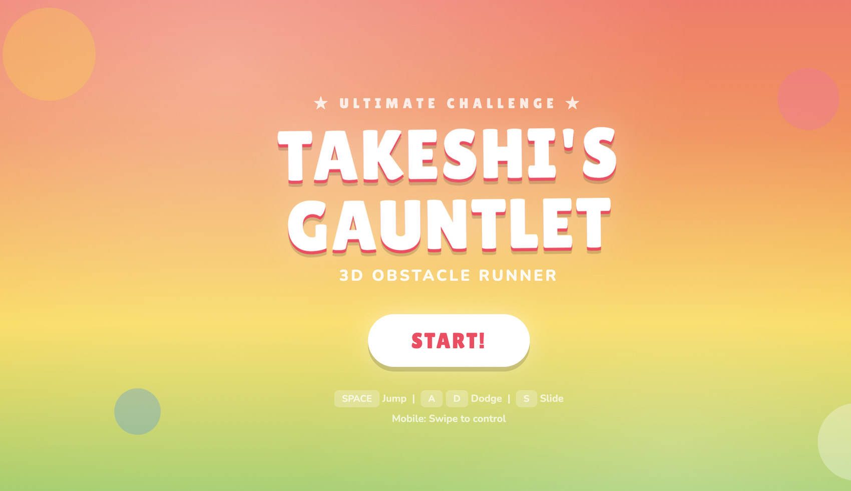 Title screen — controls shown for both input modes